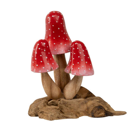 RED 3 BANANA MUSHROOMS WOOD