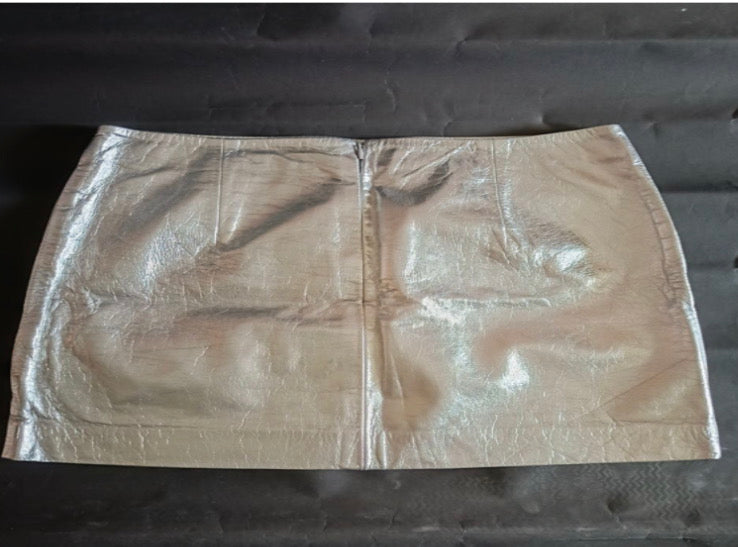 Silver Leather Mini Skirt LLB-S02