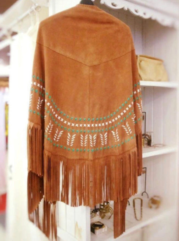 Brown Suede Leather Cape LLB-S01