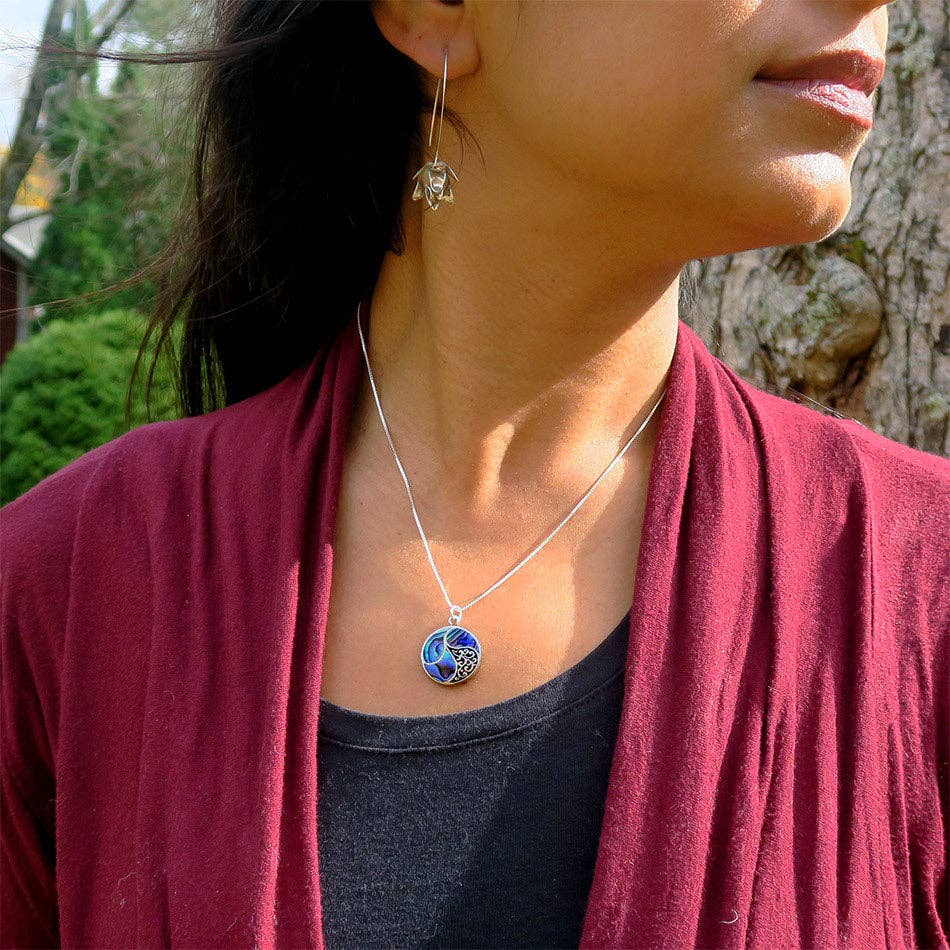 Abalone Filigree Necklace - Brass