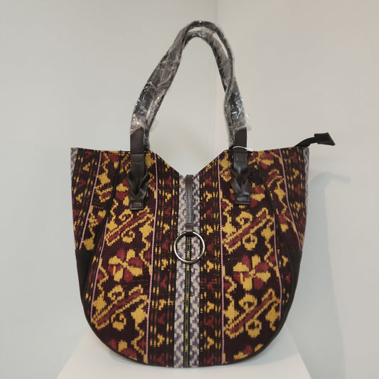 Tas Pundak Tenun Emas Coklat