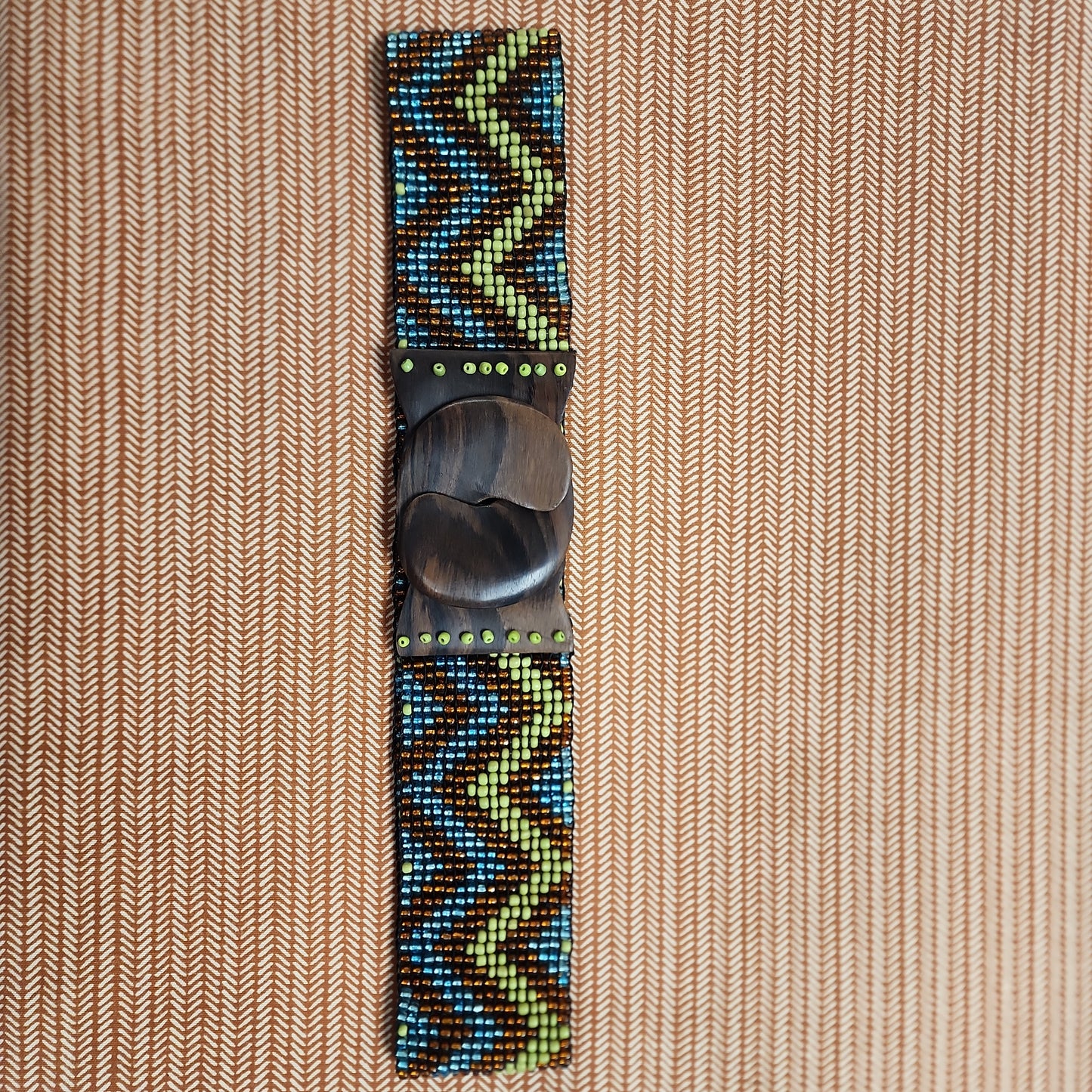 Beaded Belt Wood Chevron