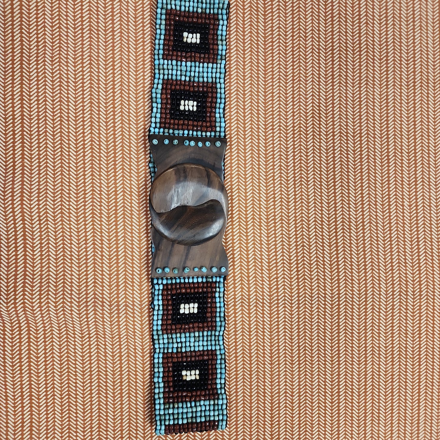 Beaded Belt Wood Brown Square