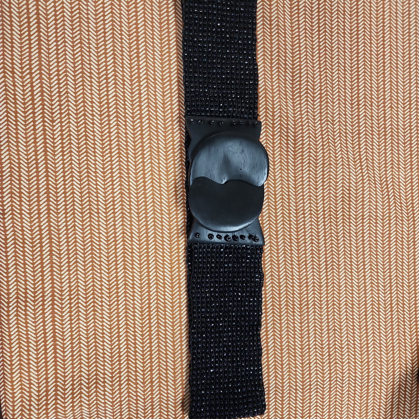 Beaded Belt Wood Black