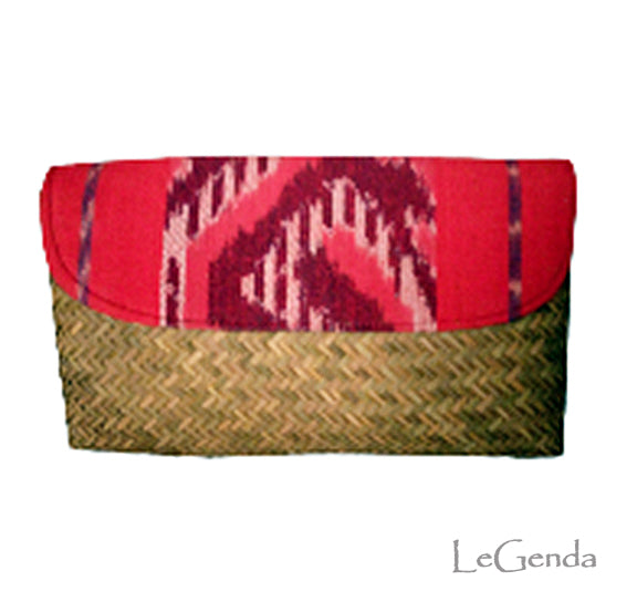Hand Woven Merah Ikat Bamboo Clutch