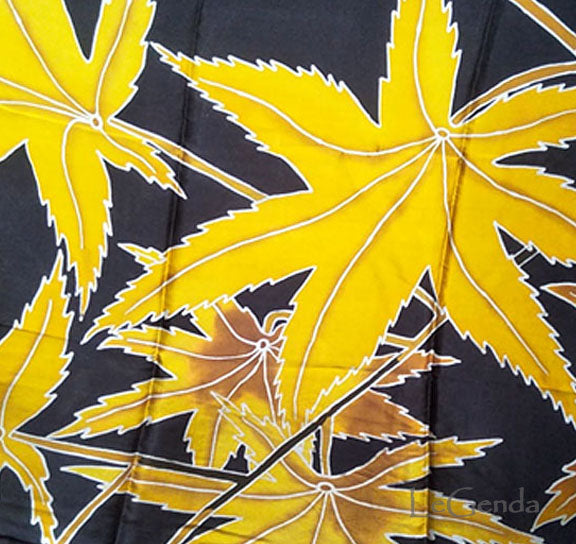 Batik Silk Scraft Leaf Black