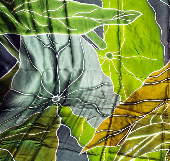 Batik Silk Scraft Green Leaves