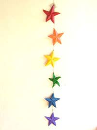 Starfish wood hand carved rope nautical rainbow