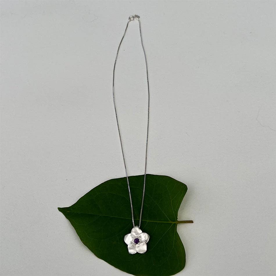 Amethyst Flower Necklace - Sterling Silver