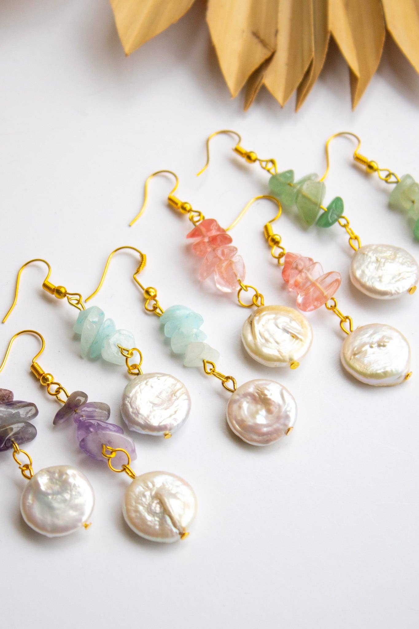 Mother Pearl Earrings: Amethyst