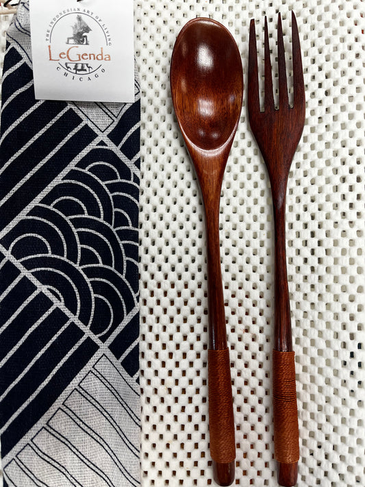 Wooden Spoon Fork Set in a Bag