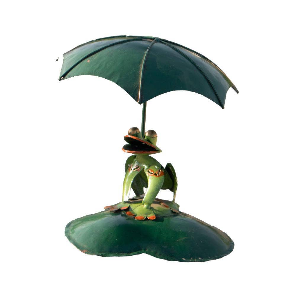 Frog with Umbrella Metal