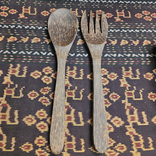 Large Wooden Salad Spoon Fork 30"