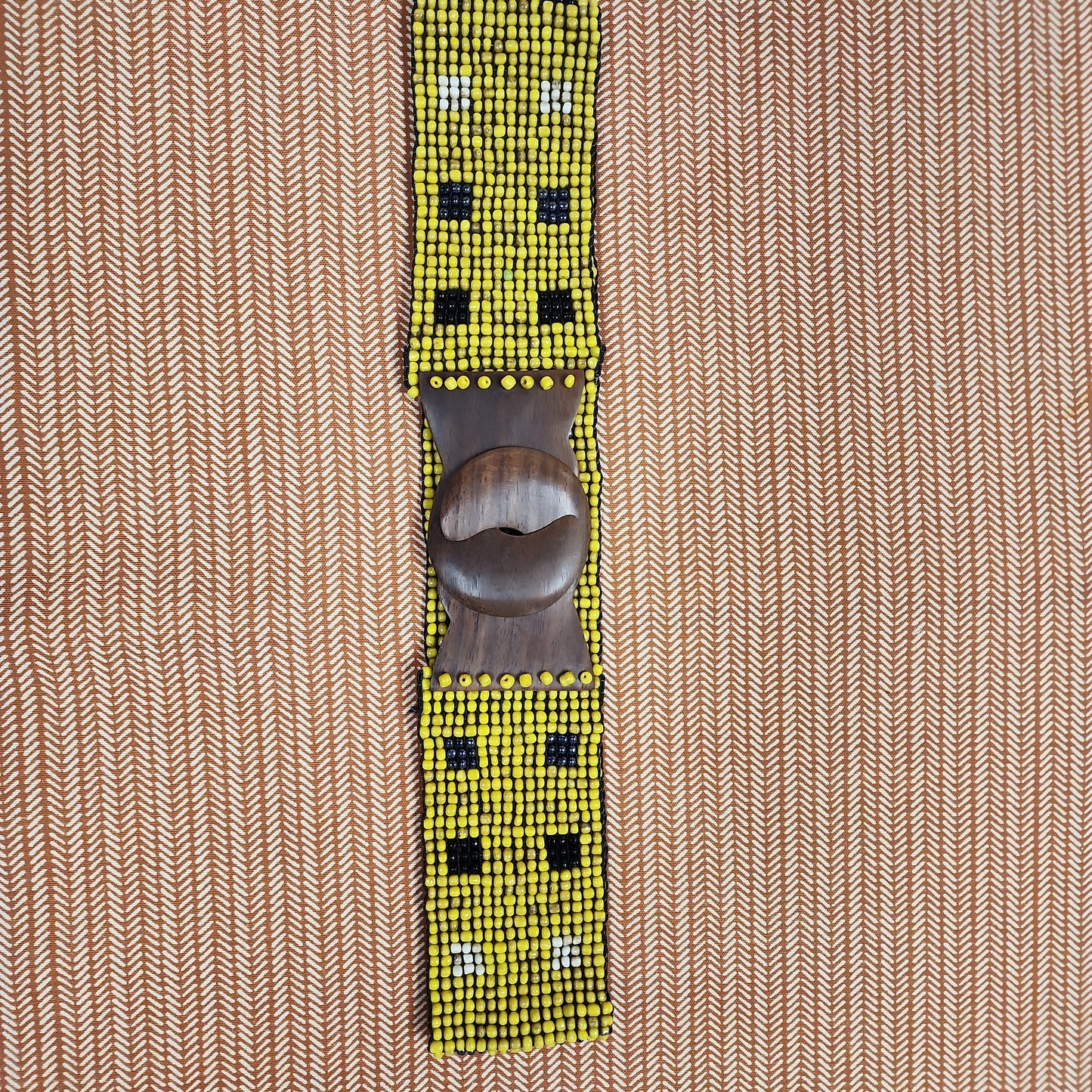 Beaded Belt Wood Yellow Mini Squarw