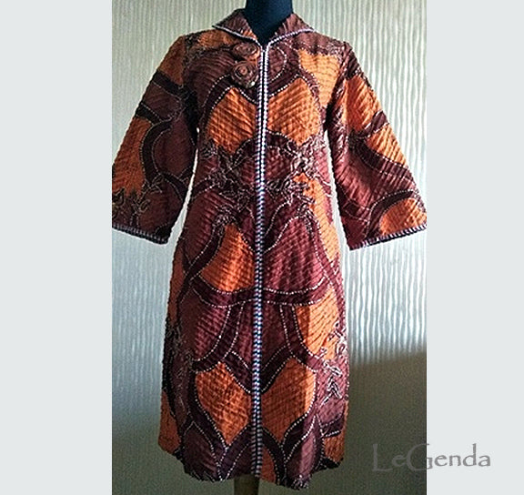 Batik Perca Midi Dress Orange