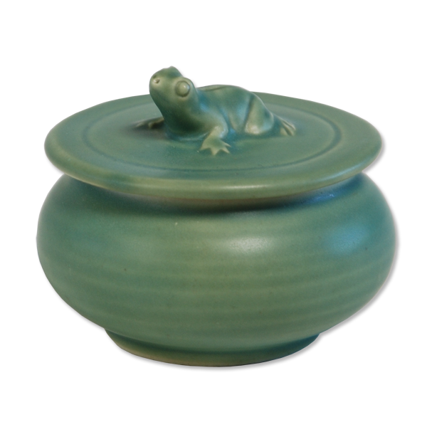 Celadon Ceramic Frog Sugar Bowl