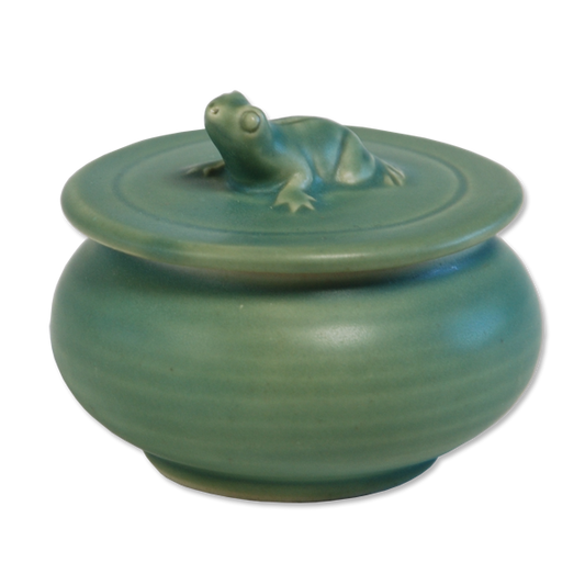 Celadon Ceramic Frog Sugar Bowl