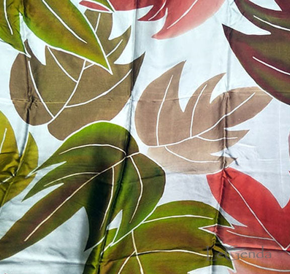 Batik Silk Scraf Leaf White