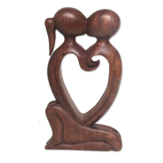 Eternal Bond Wood Statuette Handmade